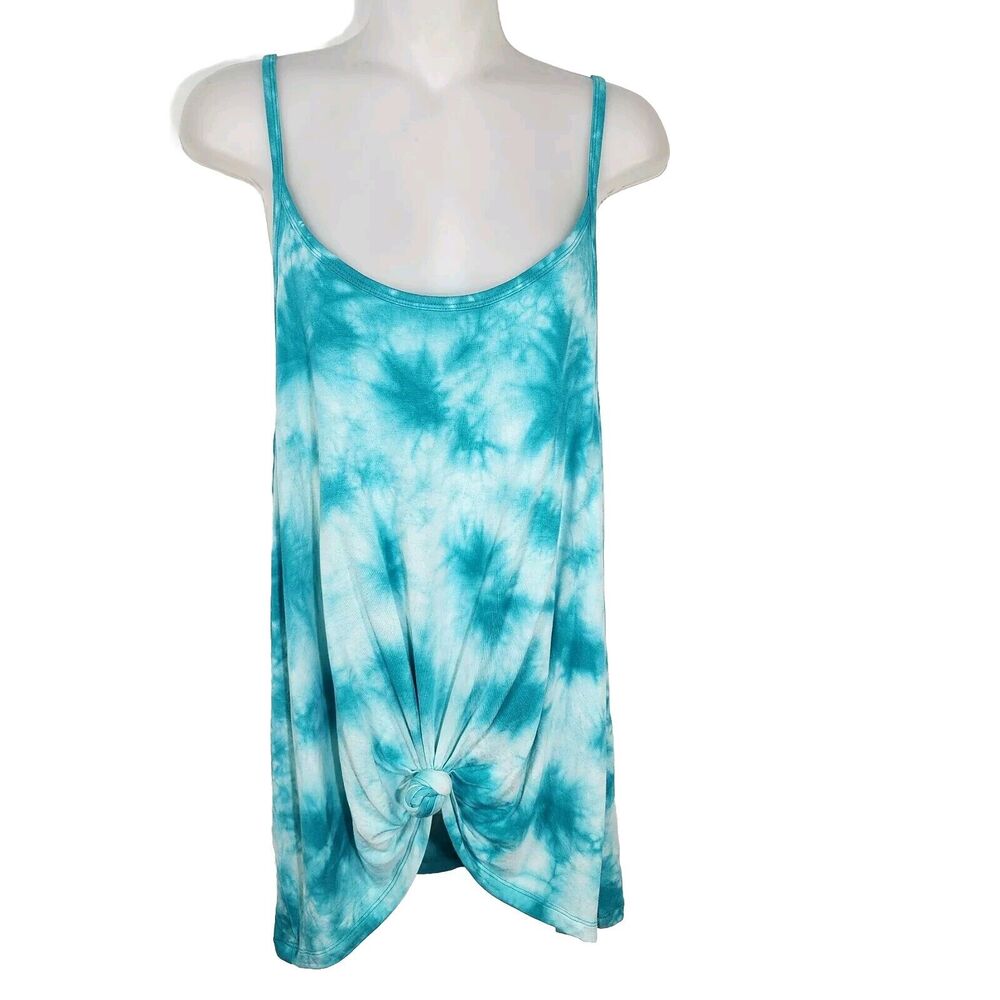 Torrid Womens Cami Large Super Soft Knit Swing Green Adjustable Straps Tie Dye